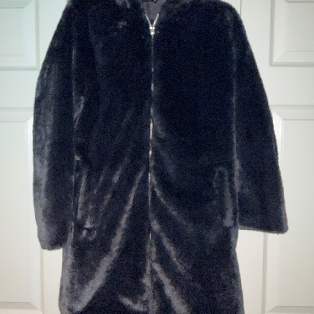 Zara Black Faux Fur Zip Jacket